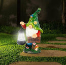 Garden Gnome Statue, Resin Figurine with Bright Solar Lantern Lights and Welcome Sign, Outdoor Solar-Powered Illumination Yard Art Decorations for Indoor Outdoor Patio Lawn Garden Room by CozyNest Decor