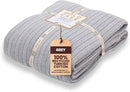 Gold Case Throw Blanket for Bed – 100% Recycled Turkish Cotton Bed Blanket – Decorative Throw Cotton Blankets for Living Room & Bedroom – Woven Twin Blankets - 71x90 - Grey by CozyNest Decor