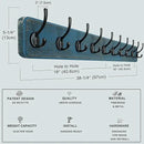 Dseap Coat Rack Wall: 38-1/4" Long, Patented, Heavy-Duty, 10-Double-Hooks Wooden Wall Mounted Coat Rack Coat Hanger Hook Rail for Winter Coats Hat Jacket Clothing, Weathered Blue by CozyNest Decor
