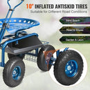 VEVOR Rolling Garden Work Seat with Wheels, Gardening Stool for Planting, 360 Degree Swivel Seat, Garden Scooter with Steering Handle & Tool Tray, Garden Chair for Outdoor, Patio and Yard, Blue by GreenHaven Gardens