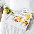Wood Serving Tray with Handles, Home Decorative Wooden Rectangle Ottoman Decor Platter Vanity Tray for Breakfast Dinner Drinks Kitchen Dining Living Bathroom Restaurants White by CozyNest Decor