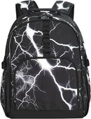 Choco Mocha Lightning Backpack for Boys, Elementary School Backpack for Boys Ages 6-8 Kids Kindergarten Backpack Bookbag 17 Inch with Chest Strap, Black by TinyTreasures Baby Boutique