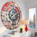 The Gears Clock Real Moving Gear Wall Clock England Line (Red Lava, 36 inches (90 cm)) by CozyNest Decor