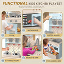 BIERUM Play Kitchen with Realistic Lights & Sounds, Wooden Kitchen Playset Chef Pretend Play Set for Toddlers, Toy Kitchen with 26 Pcs Toy Food & Cookware Accessories, Gift for Ages 3+ by TinyTreasures Baby Boutique