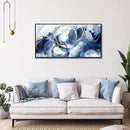 AJAZIKO Blue Abstract Wall Art Modern Navy Blue and Gold Pictures for Living Room Paintings Office Artwork Wall Decor Framed Canvas Wall Art Bedroom Wall Decor Above Bed 20×40IN by CozyNest Decor