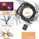[8 Modes & Timer] Halloween Decorations Willow Vine Twig Garland, 6 FT 54LED Willow Vine Twig Lights Orange Purple LED Lights for Indoor Wall Fireplace Halloween Decorations by CozyNest Decor