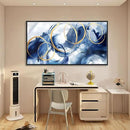 AJAZIKO Large Framed Canvas Wall Art Blue Abstract Wall Art Pictures for Living Room Bedroom Kitchen Office Decor 29x58 In Navy Gold Modern Paintings by CozyNest Decor