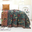 Boho Fall Throw Blanket for Bed，100% Ultra Cotton Soft Breathable Bed Throw Floral Printed Farmhouse Decor Rustic Bed Throws for Couch Sofa Quilt 90" x 98" by CozyNest Decor