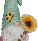 Alpine Corporation MCC842 Indoor/Outdoor Gnome Holding Sunflower Garden Statue, Charming Gnome Statue w/Hat, 21" H, Turquoise by GreenHaven Gardens