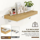 Deep Floating Shelves for Wall | 30 Inch Wide x 12 Inch Deep Floating Shelves | 30W x 12D Rustic Oak Wide Wall Shelves | Bookshelf Laundry Shelf TV Shelf by CozyNest Decor