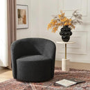 KINWELL 34" W Mid Century Modern Swivel Barrel Chair, Round Upholstered Boucle Swivel Accent Chairs, No Assembly Sofa Chair for Living Room Bedroom Reading Apartment Lounge Nursery(Black) by CozyNest Decor