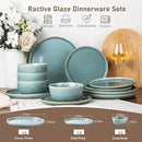 GBHOME Ceramic Dinnerware Sets for 4, 12 Pieces Stoneware Plates and Bowls Sets, Scratch Resistant Dishes, Dishwasher & Microwave Safe, Reactive Glaze-Malachite Green by CozyNest Decor