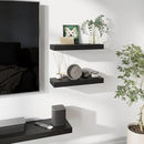 BAMEOS Floating Shelves, Black Wall Mounted Wooden Shelves with Invisible Brackets Set of 2, Hanging Wall Shelves Decoration for Bedroom, Bathroom, Living Room and Kitchen by CozyNest Decor