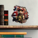 Firefighter Mouse in Mouse Hole Decal - Mouse Hole 3D Wall Sticker by CozyNest Decor