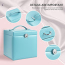 5-Layer Jewelry Box with 4 Drawers, Huge Portable Jewelry Organizer with Lock and Mirror for Women, for Necklace Ring Earring Bracelet Storage, Lockable Jewelry Case, Blue by TinyTreasures Baby Boutique