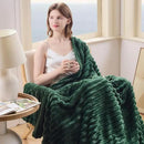 NEWCOSPLAY Super Soft Twin Blanket Dark Green Premium Silky Flannel Fleece 3D Ribbed Jacquard Lightweight Bed Blanket All Season Use (Dark Green Ribbed, Twin(60"x80")) by CozyNest Decor