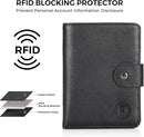 Polare Luxury RFID Blocking Leather Passport Holder Travel Wallet For Men and Women (Black with AirTag Slot(Snap Version)) by TinyTreasures Baby Boutique
