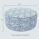 LVTXIII Outdoor Inflatable Ottoman Stool, Patio Water Repellent Footrest Stool with Handle, Portable Outside Round Ottoman for Patio Garden, Camping or Home Use, 21"x21"x9", Blue Pebble by CozyNest Decor