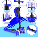 Hurtle 3-Wheeled Scooter for Kids - Wheel LED Lights, Adjustable Lean-to-Steer Handlebar, and Foldable Seat - Sit or Stand Ride with Brake for Boys and Girls Ages 1-14 Years Old by TinyTreasures Baby Boutique
