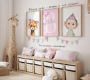 Personalized Safari Animals for Baby Girls Nursery, Set of 3 Unframed Poster Prints, Personalized Name Pink Lilac Floral, Girls Bedroom Decor, Elephant Giraffe (9x12) by TinyTreasures Baby Boutique