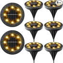 Solar Powered 8 Pack Outdoor LED Disk Lights - IP68 Waterproof, Non-Slip, Wear-Resistant Pathway Lights (Warm White) by GreenHaven Gardens