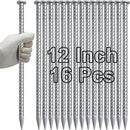 VVOKGO 12 Inch Rebar Stakes Metal Asphalt Anchoring Spikes Ground (16pcs), 1/2 Inch Diameter Galvanized Landscape Anchors Heavy Duty for Speed Bump, Handicap Threshold Ramps, Parking Limits Curb, Tarp by CozyNest Decor