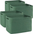 OIAHOMY 4 Pack Storage Baskets for Organizing, Cube Storage Bins for Shelves, Rectangle Storage Baskets With Handles, Woven Baskets for Storage, 12.7''Lx9''Wx7.8''H, Green by TinyTreasures Baby Boutique