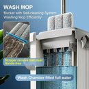 JOYMOOP Mop and Bucket with Wringer Set for Floor Cleaning and Wall Cleaner, Flat Mop and Bucket System Set with 2 Mops and 8 Large Microfiber Pads - White by CozyNest Decor