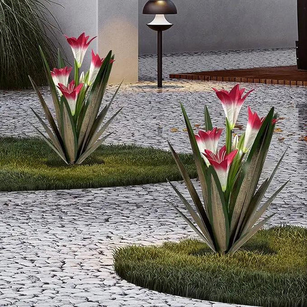 Homight Metal Agave Plant Outdoor Decoration Outdoor Garden Decoration Lily Mexican Yard Art Plant Garden Agave Lily Decorative Garden Gift… (3 Big Red Lilies), photo 2 of 6