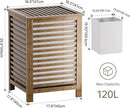 SMIBUY Double Laundry Hamper with Lid, 120L Bamboo Laundry Basket with Removable Liner Bag, 2-Section Clothes Divider Laundry Sorter for Laundry Room, Bathroom, Bedroom (Walnut) by CozyNest Decor