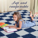 Super Soft Rug for Bedroom, 4x6 ft Blue and White Area Rug Classic Checkered Shaggy Anti-Skid High Pile Soft Fluffy Rug Fuzzy Carpet for Living Room Bedroom Kids Room Nursery, Dorm by TinyTreasures Baby Boutique