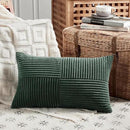 Fancy Homi Set of 2 Dark Green Long Lumbar Decorative Throw Pillow Covers 12x24 Inch for Living Room Couch Bed, Boho Farmhouse Forest Green Home Decor, Soft Corduroy Corss Textured Cushion Cas by CozyNest Decor