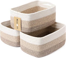 Small Storage Baskets for Organizing | Closet Organizer Bins | Shelf Toy Basket | Woven Rope Baskets | Cube Decorative Box | Shallow Basket | 13x8.5x5.1” | 3 Packs Gradient Brown by TinyTreasures Baby Boutique