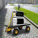 SUNNYFEEL 900 Lbs Capacity Heavy Duty Mesh Steel Garden Cart,Folding Utility Cart with Removable Side Nets, Non-Slip Rubber Base, Black & Yellow,Upgraded Version by GreenHaven Gardens