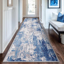 Washable Area Rugs 2'x8' Non-Slip Modern Abstract Soft for Living Room Entryway Bedroom Nursery, Print Pattern, Blue Grey Navy Gray by TinyTreasures Baby Boutique