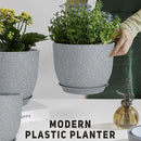 Plant Pots 12/10/9 inch Set of 3, Flower Pots with Multi Mesh Drainage Holes, Large Planters for Indoor Outdoor Garden Plants and Flowers. (Gray) by GreenHaven Gardens