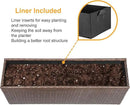 SUNNYPARK Set of 2 Large Rectangular Planter with Removable Liner, All-Weather PE Rattan Modern Planters Indoor Outdoor Flower Plant Pots Garden Box Patio Yard Front Porch Deck by CozyNest Decor