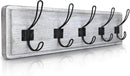 HBCY Creations Rustic Coat Rack - Wall Mounted Whitewash 24" Entryway Coat Hooks - 5 Rustic Hooks, Solid Pine Wood. Perfect Touch for Your Entryway, Kitchen, Bathroom... (Whitewash) by CozyNest Decor