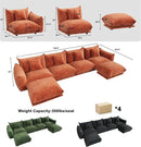 Modern Minimalist Chenille Modular Sectional Sofa, Oversized U-Shaped Couch with Movable Ottoman, Thick Cushions, Upholstered Sofa for Living Room, Bedroom, Office, Apartment Orange 2 Ottoman by CozyNest Decor