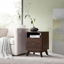 T4TREAM Fluted Nightstand Set of 2 with Charging Station, 18" Modern Side Table, 2 Drawers End Table with Storage, Bedside for Bedroom, Living Room, Curved Profile Design, Dark Walnut by CozyNest Decor