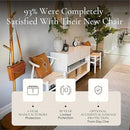 POLY & BARK Weave Dining Chair – Mid-Century Modern Wishbone Dining Chair with Arms, Solid Wood Frame, Indoor Use – White – Single - Ideal for Dining Room, Kitchen or Stylish Accent Setting by CozyNest Decor