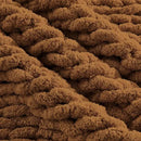 Carriediosa Chunky Knit Throw Blanket 50" X 60", 100% Hand Made Large Chenille Loop Yarn Soft Fluffy Throws for Couch Sofa Bed, Big Crochet Cozy Heavy Thick Cable Woven Blanket, Light Brown by CozyNest Decor