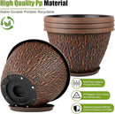 4 Pack Plant Pots Outdoor Indoor, 8 Inch Small Flower Pots with Drainage Hole & Tray, Thickened Plastic Outdoor Planters for Garden House Decor - Pebbles Pattern Design by CozyNest Decor