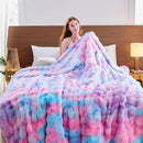 Lotus Karen Faux Fur Throw Blanket Tie-Dye Purple Rainbow - Big Bubble Rabbit Fluff Blanket for Couch, Small Fluffy Fuzzy Cozy Blanket,Thick Furry Plush Shaggy Blankets,60x80 Inches by CozyNest Decor