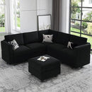Belffin Modular Sectional Sofa with Storage Seats Velvet L Shaped Corner Couch Convertible Sectional Sofa with Chaise Black by CozyNest Decor