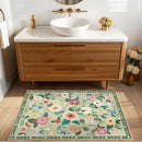 Floral 2x3 Area Rug Machine Washable Soft Print Boho Carpet Non Slip Doormat Low Pile Flower Area Rugs for Living Room Bedroom Nursery Kitchen Dining Room Indoor-Light Green by TinyTreasures Baby Boutique