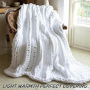 Chunky Knit Blanket - Luxury Soft Cozy 40 * 50 Throw Blanket,100% Woven Blanket Rope Knot Throw Blanket for Couch, Sofa, Home Decor, Gift - Machine Washable(White) by CozyNest Decor