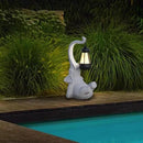 Statue Decoration, Figurine, Lawn Statue, Sculpture Ornament, Animal Figurine - Elephant Resin Statue with Lantern (Hand-JD Face Upward-JD) by GreenHaven Gardens