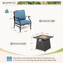 Patio Furniture Set with Fire Pit Table, 5 Pcs Metal Outdoor Conversation Set, 4 Single Chairs with 5.75" Extra Thick Cushion and 28" Fire Pit Table for Backyard Deck, Navy Blue by GreenHaven Gardens