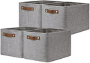 DULLEMELO Storage Baskets for Shelves, Fabric Collapsible Rectangular Storage Bins for Shelves, Closets, Nursery, Home, Office, Empty Gift Baskets (4-Pack, Grey) by TinyTreasures Baby Boutique